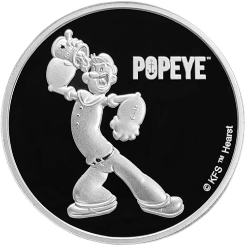 50 Cents 2024 Fidži PROOF like 1 Oz Ag, Popeye