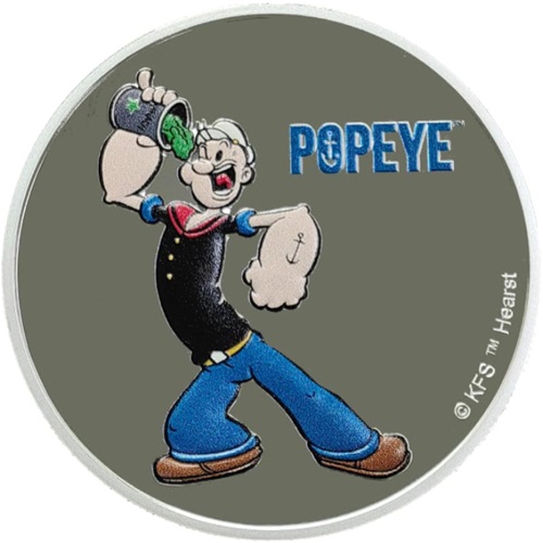 50 Cents 2024 Fidži PROOF like farbená 1 Oz Ag, Popeye