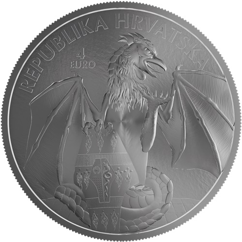4 euro 2024 Chorvátsko BU 1 Oz Ag, Trsat Dragon