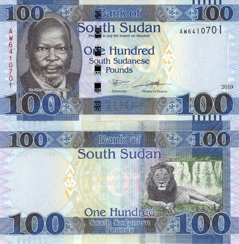 100 Pounds 2019 Južný Sudán UNC séria AW