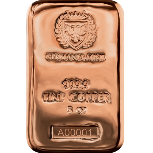 Investičná meď - medenná tehlička 5 Oz Cu 999/1000 Germania Mint