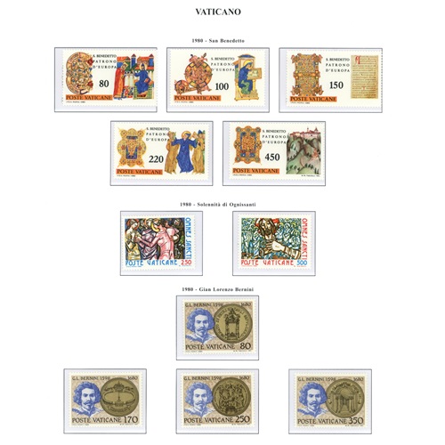 Ročníkový set 1980 Vatikán Ján Pavol II., čistý, vo falcon alb.listoch