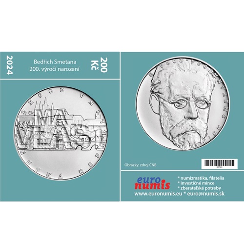 Papierový prebal na 200 Korún 2024 Česko PROOF, Bedřich Smetana
