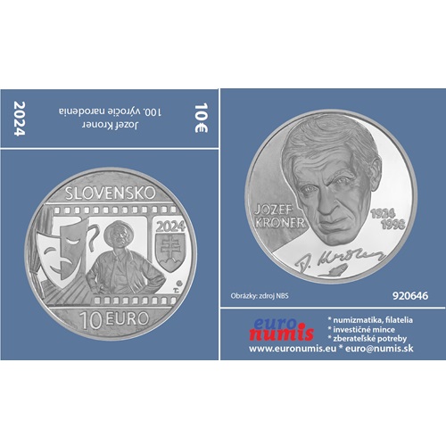 Papierový prebal na 10 euro 2024 Slovensko PROOF, Jozef Kroner