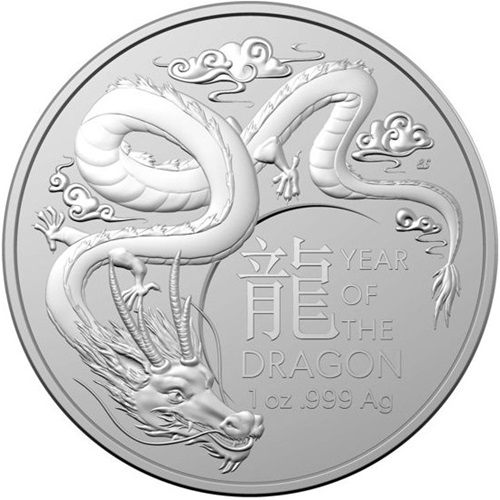 Dollar 2024 Austrália RAM BU 1 Oz Ag Lunar Year Of The Dragon