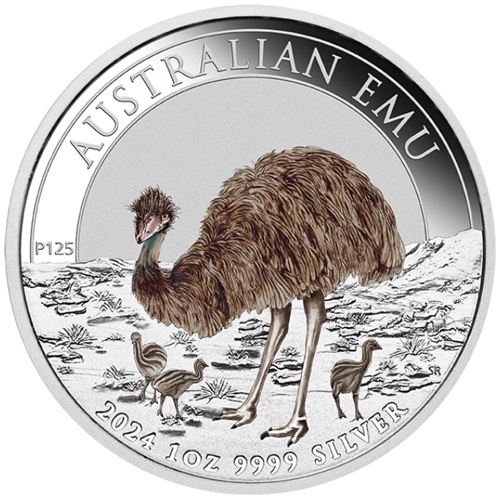 Dollar 2024 Austrália BU farbená 1 Oz Ag Australian Emu (etua)