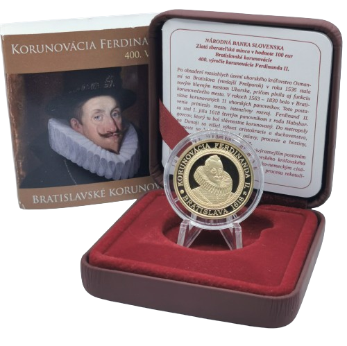 100 euro 2018 Slovensko PROOF, výročie korunovácie Ferdinanda II