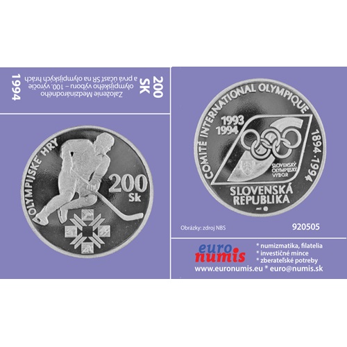 Papierový prebal na 200 korún 1994 Slovensko PROOF, MOV a ZOH