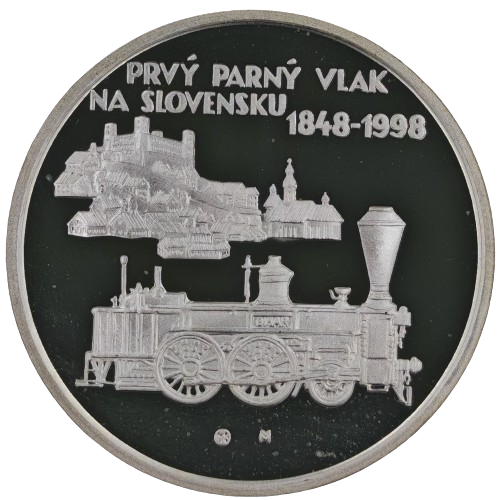 200 korún 1998 Slovensko PROOF, prvý parný vlak 