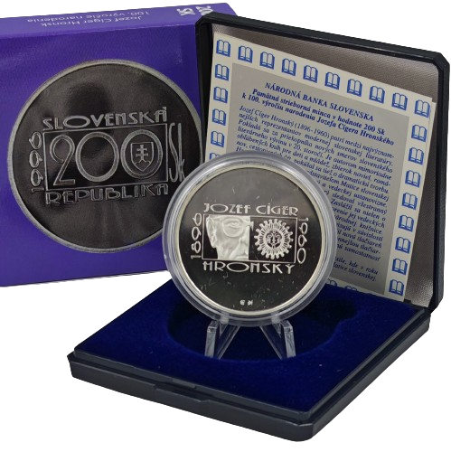 200 korún 1996 Slovensko PROOF, Jozef Cíger Hronský 