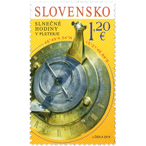 Známka 2019 Slovensko čistá, Slnečné hodiny v Pleterje (681)