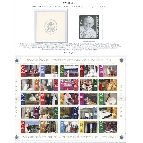 Ročníkový set 2003 Vatikán Ján Pavol II., čistý, vo falcon alb.listoch