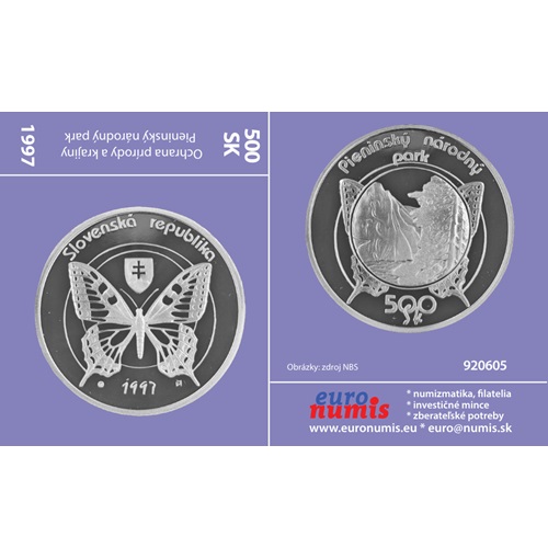 Papierový prebal na 500 korún 1997 Slovensko PROOF, Pieninský národný park