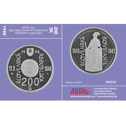 Papierový prebal na 200 korún 1998 Slovensko PROOF, Slovenské povstanie