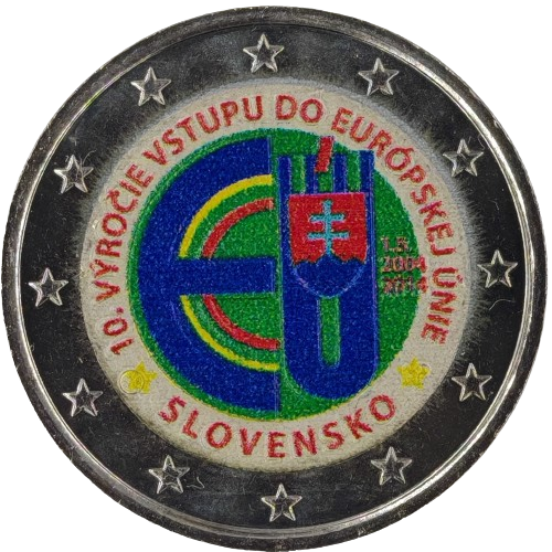 2 euro 2014 Slovensko cc.UNC farbená V4, Vstup SR do EU 