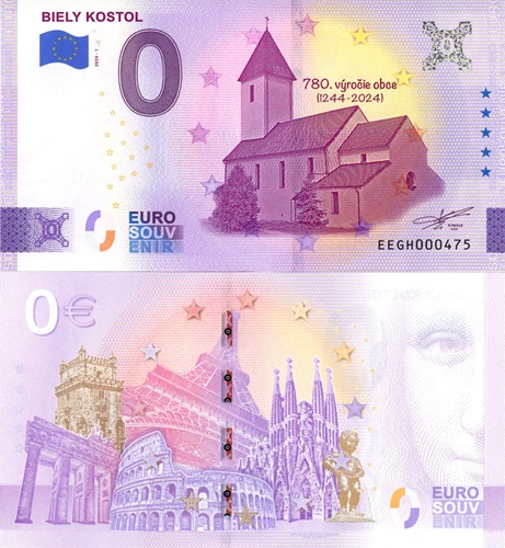 0 euro suvenír 2024/1 Slovensko UNC Biely kostol (ND)