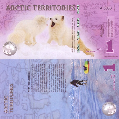 1 Polar Dollar 2012 Arktída UNC séria A (suvenírová bankovka)