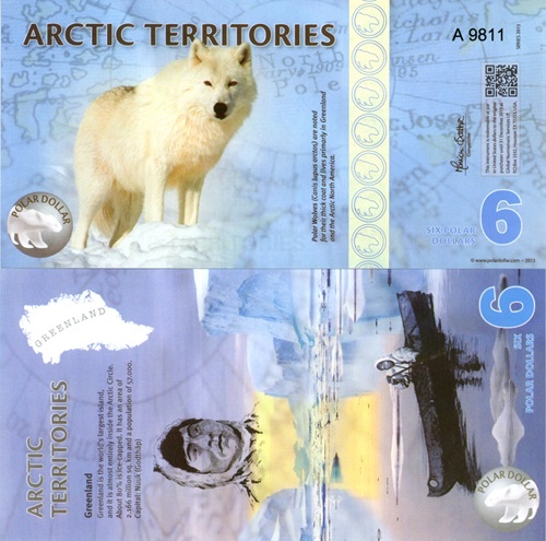 6 Polar Dollars 2013 Arktída UNC séria A (suvenírová bankovka)