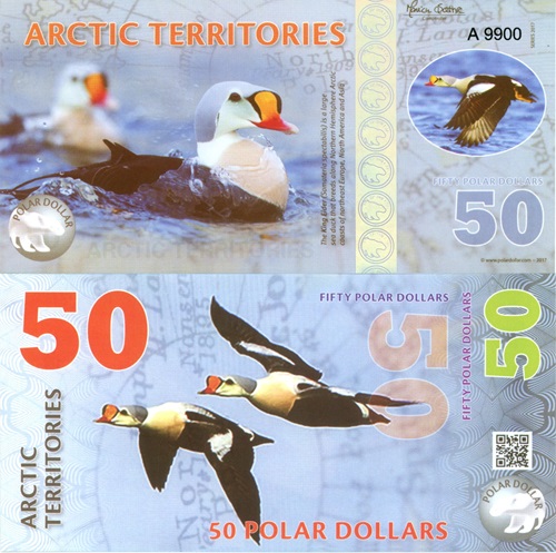 50 Polar Dollars 2017 Arktída UNC séria A (suvenírová bankovka)