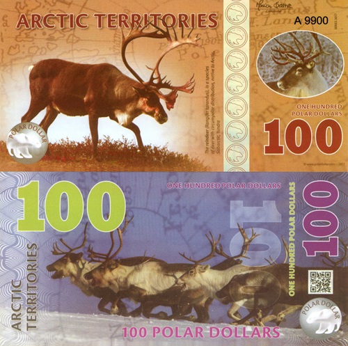 100 Polar Dollars 2017 Arktída UNC séria A (suvenírová bankovka)