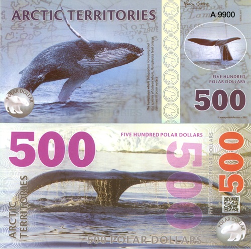 500 Polar Dollars 2017 Arktída UNC séria A (suvenírová bankovka)