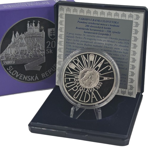 200 korún 2005 Slovensko PROOF, korunovácia Leopolda I.