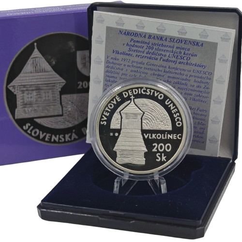 200 korún 2002 Slovensko PROOF,  UNESCO - Vlkolínec 