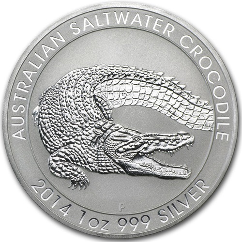 Dollar 2014 Austrália BU 1 Oz Ag, Australian Saltwater Crocodile