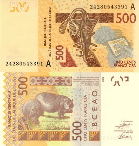 500 Francs 2024 (2012) Západoafrické štáty (Pobrežie Slonoviny) UNC séria A