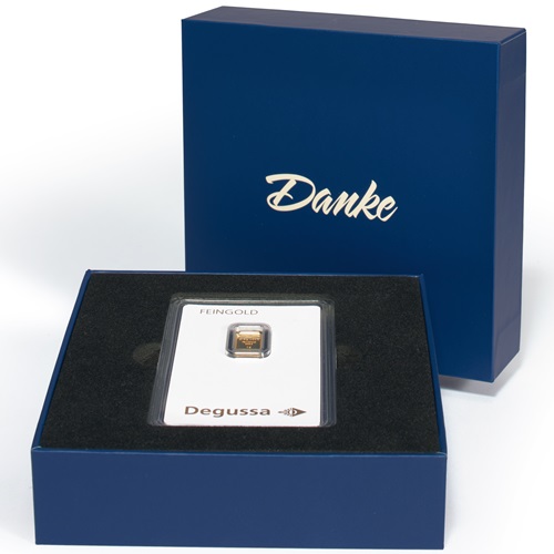 Darčeková krabička na zlatú tehličku v blistri, DANKE, klasický