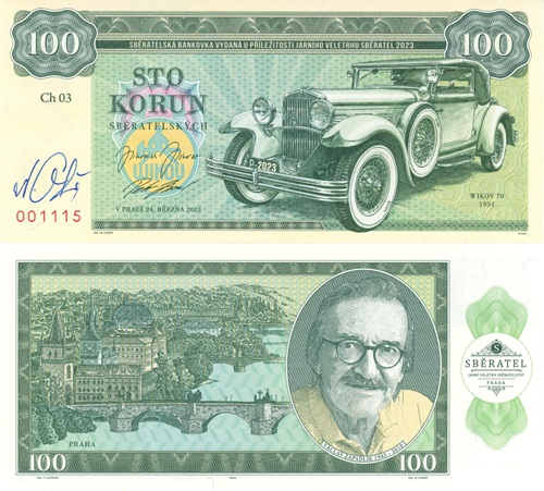 100 Korún 2023 UNC Zapadlík, Wikov 70 séria Ch03 s podpisom autora