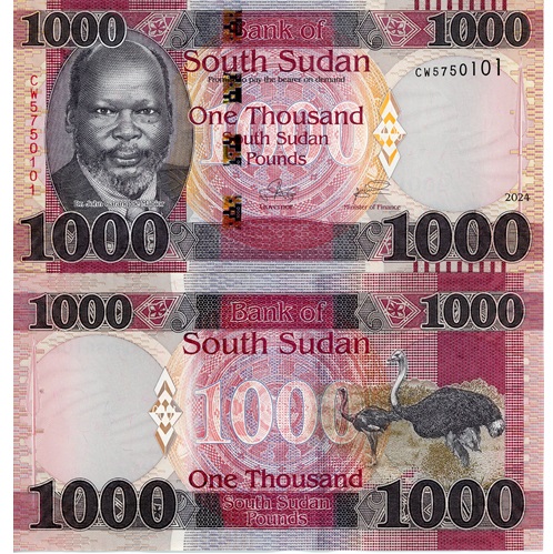 1000 Pounds 2024 Južný Sudán UNC séria CW