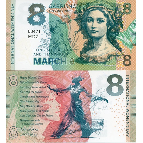 8 Gabrisnote 2025 UNC, MDŽ 8 Marec
