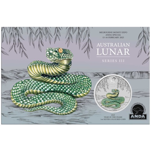 Dollar 2025 Austrália PROOF karta farbená 1 Oz Ag Lunar III. - Year of the Snake