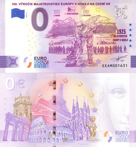 0 euro suvenír 2025/9 Slovensko UNC Majstrovstvá Európy v hokeji (ND)