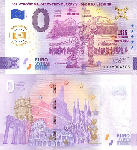 0 euro suvenír 2025/9 Slovensko UNC Majstrovstvá Európy v hokeji (Anniversary)