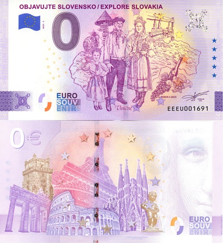 0 euro suvenír 2025/3 Slovensko UNC Objavujte Slovensko - Explore Slovakia (ND)