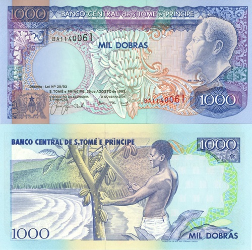 1000 Dobras 1993 Sv.Tomáš a Princov Ostrov UNC séria BA