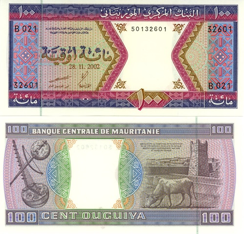 100 Ouguiya 2002 Mauretánia UNC séria B