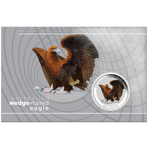 Dollar 2025 Austrália BU karta farbená 1 Oz Ag Wedge-Tailed Eagle