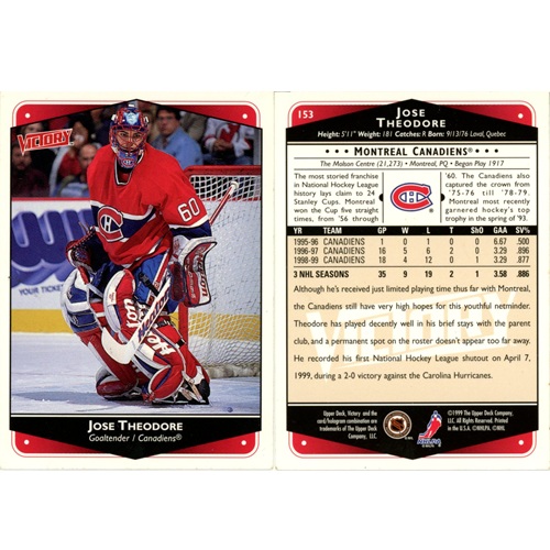 Hokejová kartička, Upper Deck NHL Victory 1999-2000, Jose Theodore