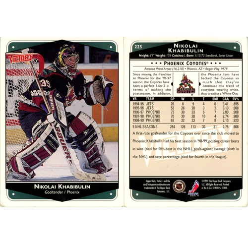 Hokejová kartička, Upper Deck NHL Victory 1999-2000, Nikolai Khabibulin