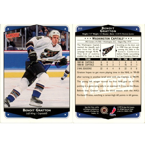Hokejová kartička, Upper Deck NHL Victory 1999-2000, Benoit Gratton