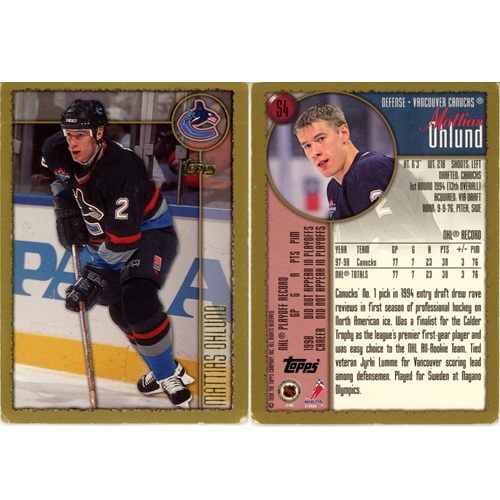 Hokejová kartička, Topps NHL Hockey 1998-1999, Mattias Ohlund