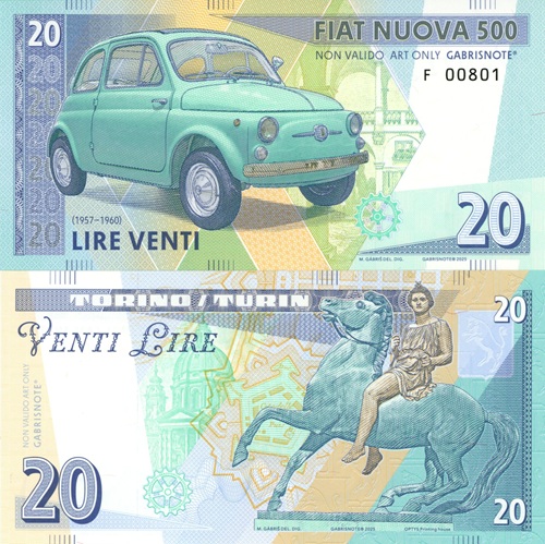 20 Lire 2025 UNC Fiat Nuova 500 séria F