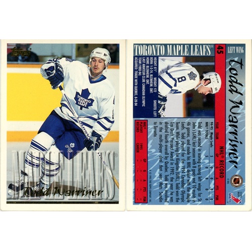 Hokejová kartička, Topps NHL Hockey 1995-1996, Todd Warriner