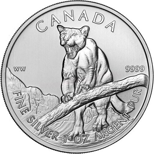 5 Dollars 2012 Kanada BU 1 Oz Ag, Legendary Nature - Cougar