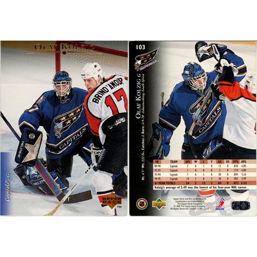 Hokejová kartička, Upper Deck Hockey 1995-1996, Olaf Kolzig