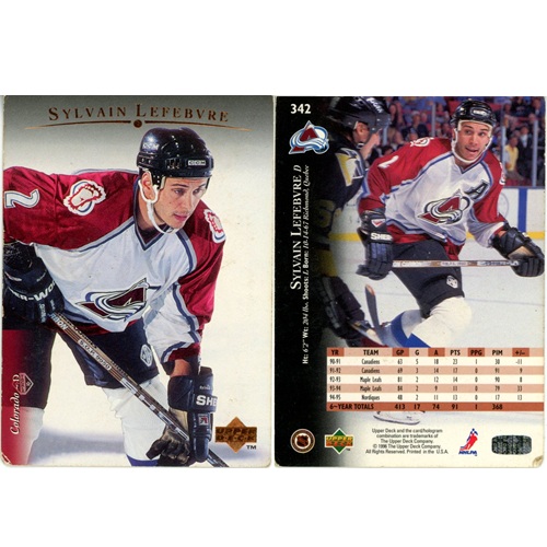 Hokejová kartička, Upper Deck Hockey 1995-1996, Sylvain Lefebvre