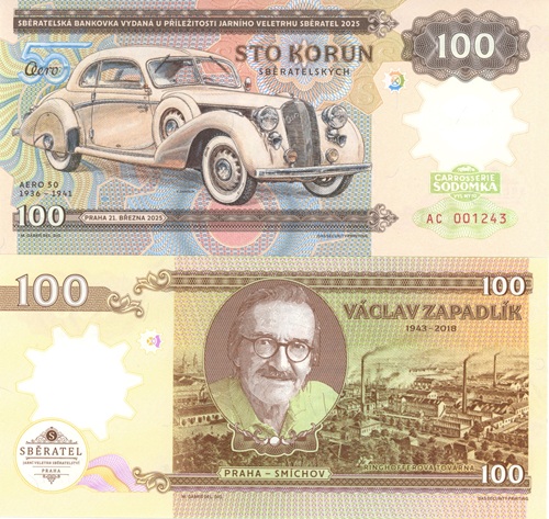 100 Korún 2025 UNC Zapadlík, Aero 50 séria AC